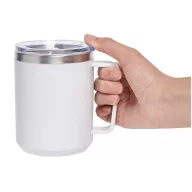   Cana de voiaj, Everestus, 2610E18479, 400 ml, Ø8.7x11.8 cm, Otel, Plastic, Alb