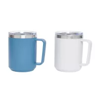   Cana de voiaj, Everestus, 2610E18479, 400 ml, Ø8.7x11.8 cm, Otel, Plastic, Alb