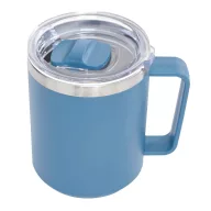   Cana de voiaj, Everestus, 2610E18480, 400 ml, Ø8.7x11.8 cm, Otel, Plastic, Albastru petrol