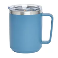   Cana de voiaj, Everestus, 2610E18480, 400 ml, Ø8.7x11.8 cm, Otel, Plastic, Albastru petrol
