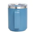 Cana de voiaj, Everestus, 2610E18480, 400 ml, Ø8.7x11.8 cm, Otel, Plastic, Albastru petrol