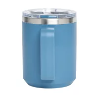   Cana de voiaj, Everestus, 2610E18480, 400 ml, Ø8.7x11.8 cm, Otel, Plastic, Albastru petrol