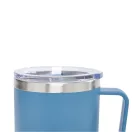 Cana de voiaj, Everestus, 2610E18480, 400 ml, Ø8.7x11.8 cm, Otel, Plastic, Albastru petrol