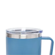   Cana de voiaj, Everestus, 2610E18480, 400 ml, Ø8.7x11.8 cm, Otel, Plastic, Albastru petrol