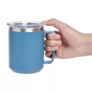 Cana de voiaj, Everestus, 2610E18480, 400 ml, Ø8.7x11.8 cm, Otel, Plastic, Albastru petrol