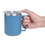   Cana de voiaj, Everestus, 2610E18480, 400 ml, Ø8.7x11.8 cm, Otel, Plastic, Albastru petrol