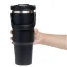 Sticla termos, Everestus, 2610E19264, 850 ml, Cu maner, Ø8.5x24.5 cm, Otel, Plastic, Negru