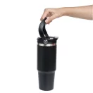 Sticla termos, Everestus, 2610E19264, 850 ml, Cu maner, Ø8.5x24.5 cm, Otel, Plastic, Negru