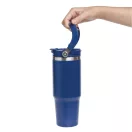 Sticla termos, Everestus, 2610E19266, 850 ml, Cu maner, Ø8.5x24.5 cm, Otel, Plastic, Albastru