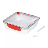   Caserola pranz, Everestus, CAE14, plastic, silicon, alb, rosu