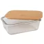 Caserola pranz cu capac din lemn, 1060 ml, 19,7 x 14,5 x 6 cm, Everestus, 20SEP0929, Sticla, Bambus, Maro, Transparent