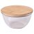 Bol pentru salata, Everestus, 42FEB230083, 800 ml, Ø15x8 cm, Sticla, Bambus, Maro, Transparent