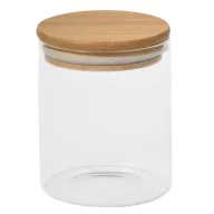   Borcan, Everestus, 21OCT0030, 450 ml, Ø8.5 x 10.5 cm, Sticla, Bambus, Silicon, Maro, Transparent
