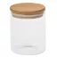 Borcan, Everestus, 21OCT0030, 450 ml, Ø8.5 x 10.5 cm, Sticla, Bambus, Silicon, Maro, Transparent