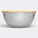 Bol cu capac si 2 spatule, 2401E14459, Everestus, Ø24.5x12 cm, Otel, Bambus, Argintiu, Maro