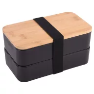   Caserola pranz, Everestus, 42FEB230134, 300 ml, 18x10x9 cm, Plastic, Bambus, Poliester, Negru