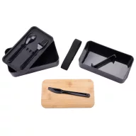   Caserola pranz, Everestus, 42FEB230134, 300 ml, 18x10x9 cm, Plastic, Bambus, Poliester, Negru
