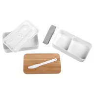   Caserola pranz, Everestus, 42FEB230135, 300 ml, 18x10x9 cm, Plastic, Bambus, Poliester, Alb