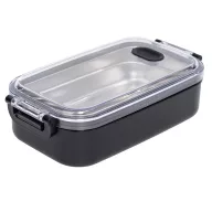   Caserola pentru pranz, Everestus, 2610E17306, 650 ml, 21.8x12x6.2 cm, Plastic, Otel, Negru
