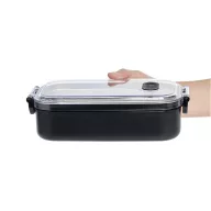   Caserola pentru pranz, Everestus, 2610E17306, 650 ml, 21.8x12x6.2 cm, Plastic, Otel, Negru