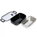 Caserola pentru pranz, Everestus, 2610E17306, 650 ml, 21.8x12x6.2 cm, Plastic, Otel, Negru
