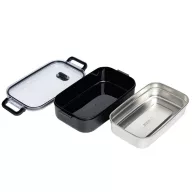   Caserola pentru pranz, Everestus, 2610E17306, 650 ml, 21.8x12x6.2 cm, Plastic, Otel, Negru