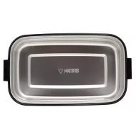   Caserola pentru pranz, Everestus, 2610E17306, 650 ml, 21.8x12x6.2 cm, Plastic, Otel, Negru