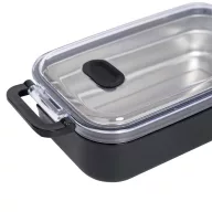   Caserola pentru pranz, Everestus, 2610E17306, 650 ml, 21.8x12x6.2 cm, Plastic, Otel, Negru