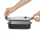 Caserola pentru pranz, Everestus, 2610E17306, 650 ml, 21.8x12x6.2 cm, Plastic, Otel, Negru