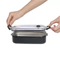   Caserola pentru pranz, Everestus, 2610E17306, 650 ml, 21.8x12x6.2 cm, Plastic, Otel, Negru