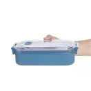Caserola pentru pranz, Everestus, 2610E17307, 650 ml, 21.8x12x6.2 cm, Plastic, Otel, Albastru