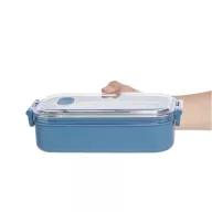   Caserola pentru pranz, Everestus, 2610E17307, 650 ml, 21.8x12x6.2 cm, Plastic, Otel, Albastru