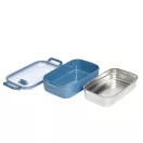 Caserola pentru pranz, Everestus, 2610E17307, 650 ml, 21.8x12x6.2 cm, Plastic, Otel, Albastru
