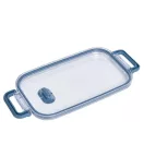 Caserola pentru pranz, Everestus, 2610E17307, 650 ml, 21.8x12x6.2 cm, Plastic, Otel, Albastru