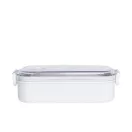 Caserola pentru pranz, Everestus, 2610E17308, 650 ml, 21.8x12x6.2 cm, Plastic, Otel, Alb
