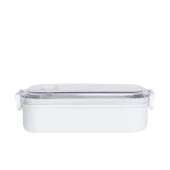   Caserola pentru pranz, Everestus, 2610E17308, 650 ml, 21.8x12x6.2 cm, Plastic, Otel, Alb