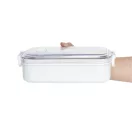 Caserola pentru pranz, Everestus, 2610E17308, 650 ml, 21.8x12x6.2 cm, Plastic, Otel, Alb