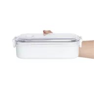   Caserola pentru pranz, Everestus, 2610E17308, 650 ml, 21.8x12x6.2 cm, Plastic, Otel, Alb