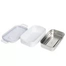 Caserola pentru pranz, Everestus, 2610E17308, 650 ml, 21.8x12x6.2 cm, Plastic, Otel, Alb