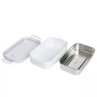   Caserola pentru pranz, Everestus, 2610E17308, 650 ml, 21.8x12x6.2 cm, Plastic, Otel, Alb