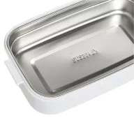   Caserola pentru pranz, Everestus, 2610E17308, 650 ml, 21.8x12x6.2 cm, Plastic, Otel, Alb