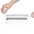 Caserola pentru pranz, Everestus, 2610E17308, 650 ml, 21.8x12x6.2 cm, Plastic, Otel, Alb