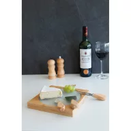   Set tocator si cutite branza, Everestus, 18SEP4038, 4 piese, 20x20x2.5 cm, Bambus, Otel, Sticla, Maro