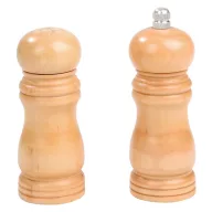   Set pentru sare si piper, Everestus, 18SEP3660, 2 piese,  Ø4.8x13.1 cm, Lemn, Otel, Ceramica, Silicon, Plastic, Maro