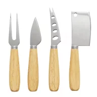   Set tacamuri pentru branzeturi, 2509E14374, Everestus, 17x4x1.5 cm, Otel, Bambus, Argintiu, Natur