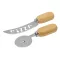 Set cutite de pizza, Everestus, 2601E12724, 13.6 / 17.2 cm, Otel, Bambus, Argintiu
