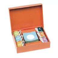   Set espresso, 6 cesti cu farfurioara, multicolor, Everestus, SC03LA, portelan