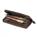 Portofel maro cu 12 buzunare carduri, protectie RFID, Everestus, PO05LY, piele, 190x105x20 mm