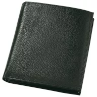   Portofel negru pentru monede, bancnote si carduri, Everestus, PO06MA, piele, 105x120x15 mm