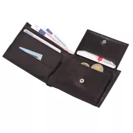   Portofel negru pentru bancnote, carduri si monede, Everestus, PO07PO, piele, 110x90x20 mm